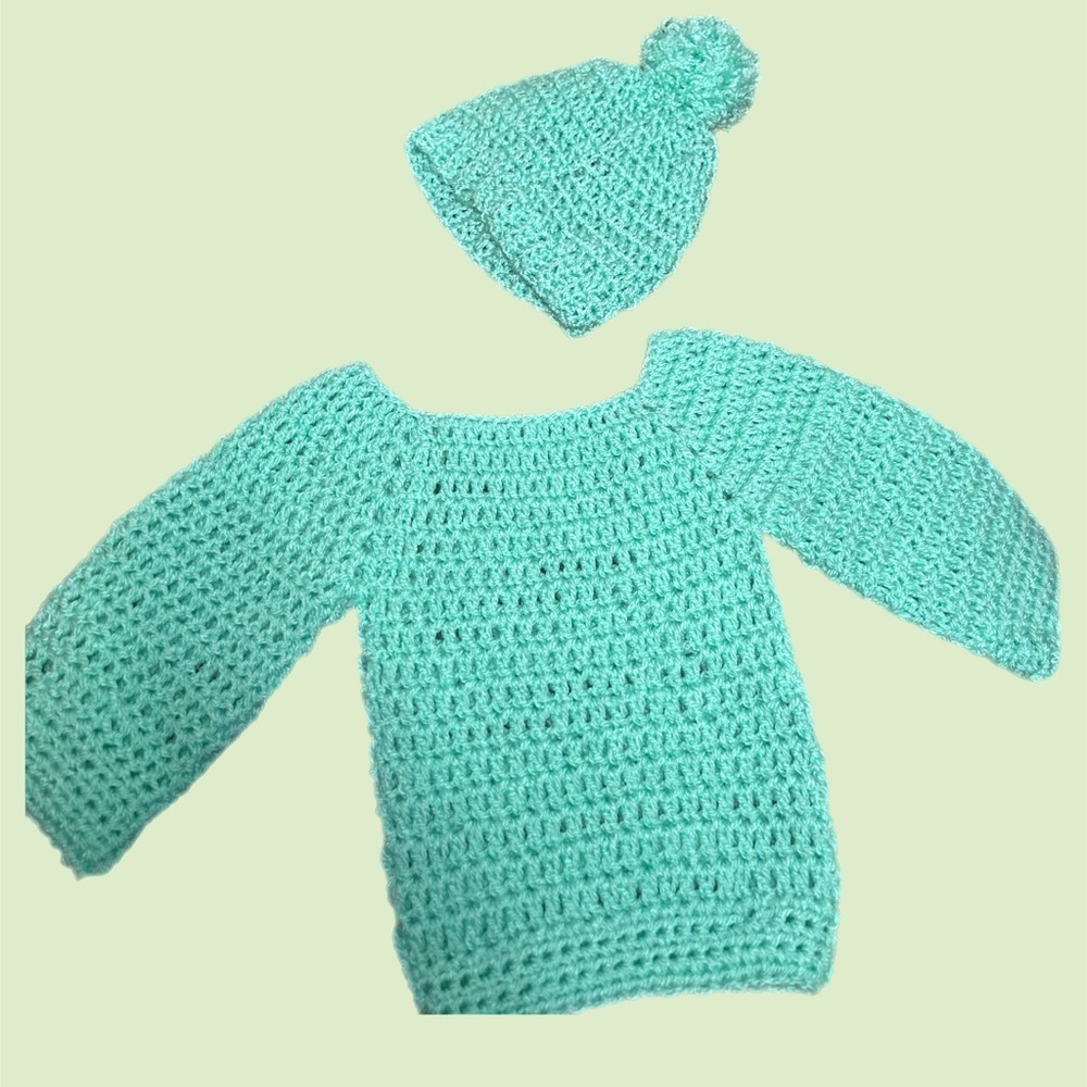 Baby sweater and hat  0-3 months